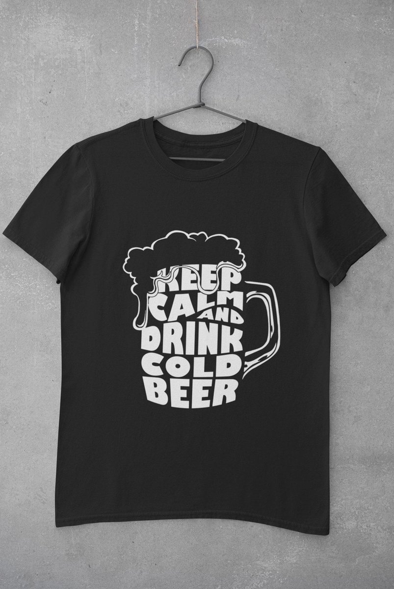 Cold Beer T-Shirt Maat L | Koud Bier | grappig | cadeau | verjaardag | carnaval | Heren kado Mannen | Vaderdag | Vader Papa | Alcohol Dronken